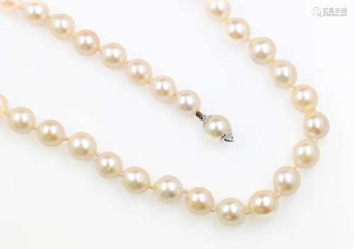 Necklace with cultured akoya pearls