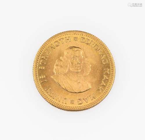 Gold coin, 1 Rand, South Africa, 1972