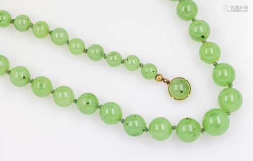 Extra-long necklace jade spheres