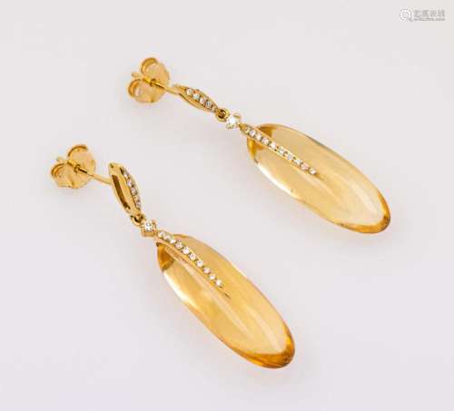 Pair of 18 kt gold earrings with citrines and brilliants