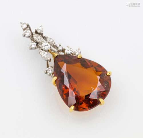 18 kt gold pendant with citrine and brilliants