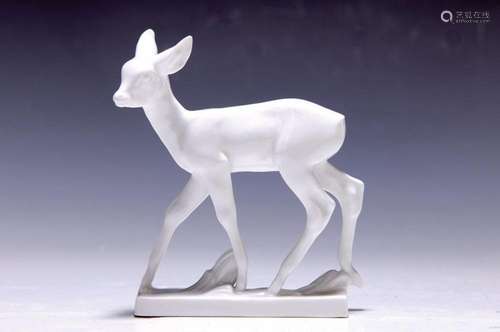 figurine, Meissen, 20th c., fawn, white, 12.5 x 11