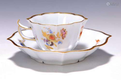 Mocha cup with saucer, Meissen, 1890, quatrefoil