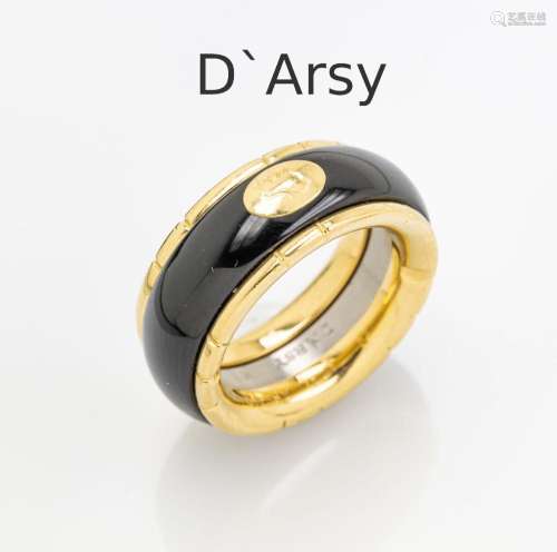 18 kt gold D'Arsy star zodiac sign ring with onyx