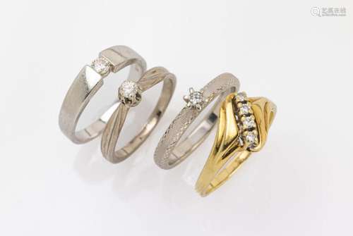 Lot 4 rings 14 kt gold, WG and YG 585/000,