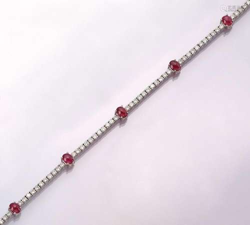 18 kt gold bracelet with brilliants and rubies