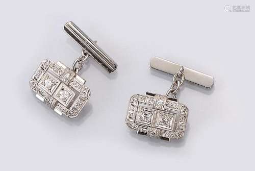 Pair of platinum cufflinks with diamonds