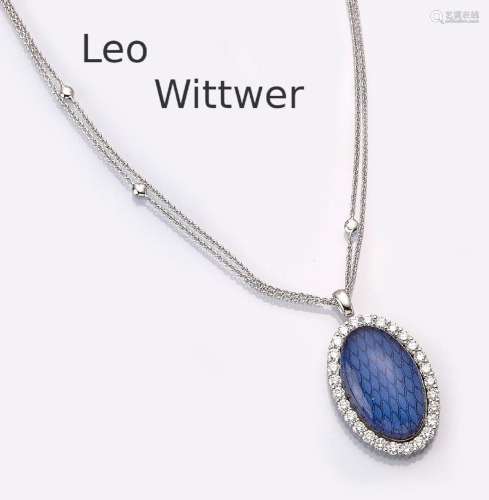 18 kt gold LEO WITTWER pendant with enamel and brilliants