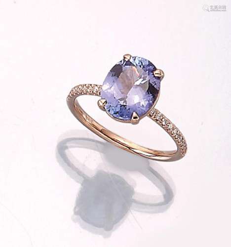 14 kt gold ring with tanzanite and brilliants