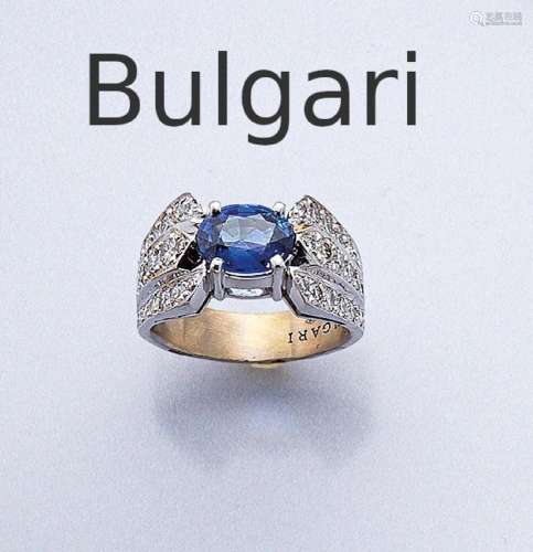18 kt gold BULGARI ring with sapphire and brilliants