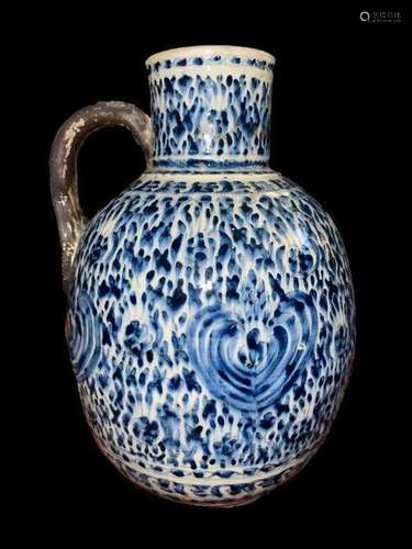 A LARGE KUTAHYA POTTERY EWER OTTOMAN TURKEY, SECOND HALF 18T...