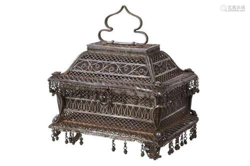 A 19TH CENTURY OTTOMAN SILVER FILIGREE CASKET