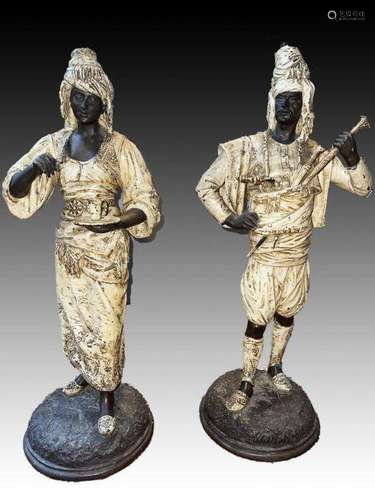 Pair Of Cold Painted Ottoman Figures "Efe & Lady&qu...