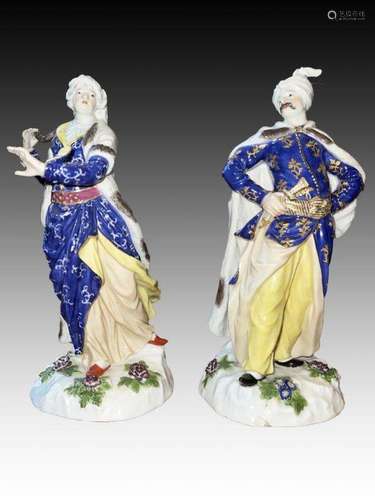 Pair Of Meissen Sultan & Sultana Figures For Ottoman Mar...