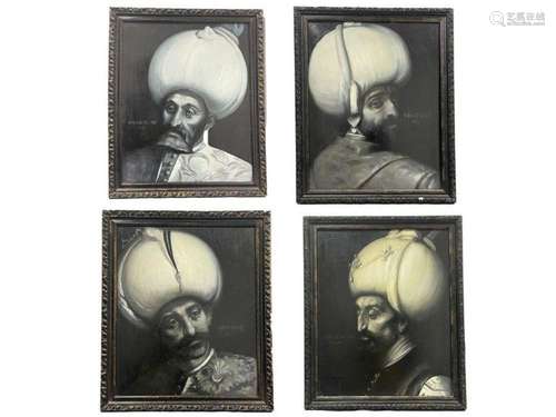 SET OF 4 OTTOMAN SCHOOL PAINTINGS "NOBLE MEN", 18T...