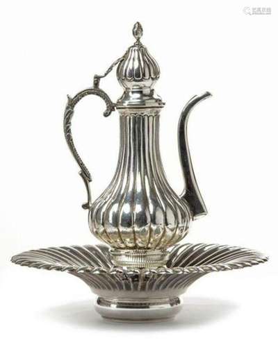 AN OTTOMAN SILVER EWER AND BASIN, TURKEY, 19TH CENTURY