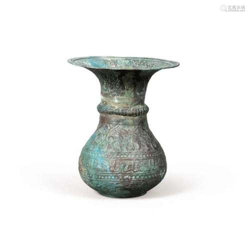 A COMPOSITE BRONZE VASE PERSIA , KHURASAN 12TH CENTURY