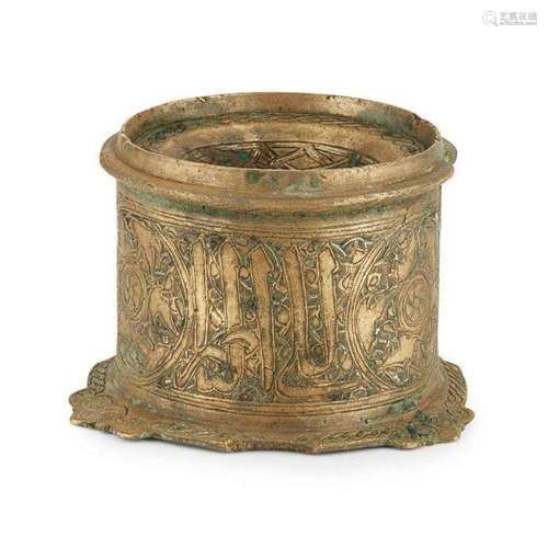 MAMLUK SILVER INLAID BRASS INKWELL EGYPT OR SYRIA, 15TH CENT...