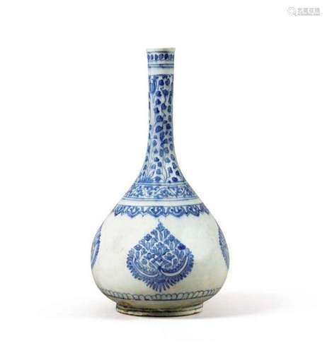 A SAFAVID BLUE AND WHITE SOFT PASTE PORCELAIN BOTTLE IRAN, 1...