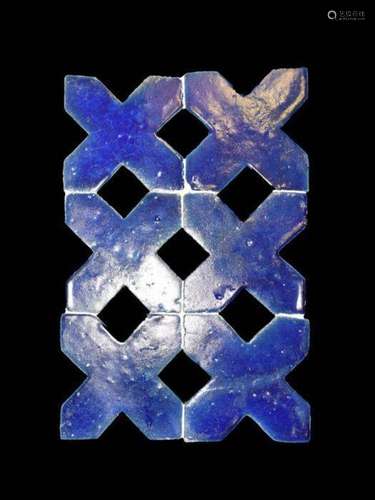 12th Century Kashan Lajward Star Tile Lapis Lazuli Coloured