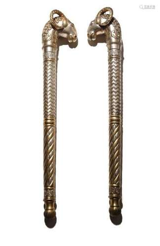 A PAIR OF INDIAN SILVERED COPPER MACES 19TH CENTURY