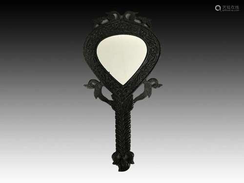 An Engraved Mughal Style Jade Hand Mirror