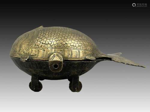 INDIAN BRASS INCENSE BURNER, 19TH/20TH CENTURY