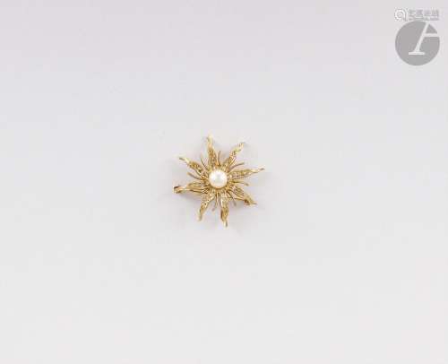 Broche-pendentif dessinant une étoile en or 14K (585), centr...