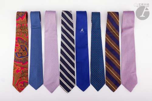 Ensemble de 8 cravates en soie : BREUER, RICHEL, BERTEIL, PI...