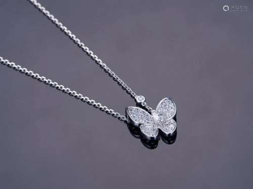 18K WHITE GOLD DIAMOND VAN CLEEF ARPELS BUTTERFLY