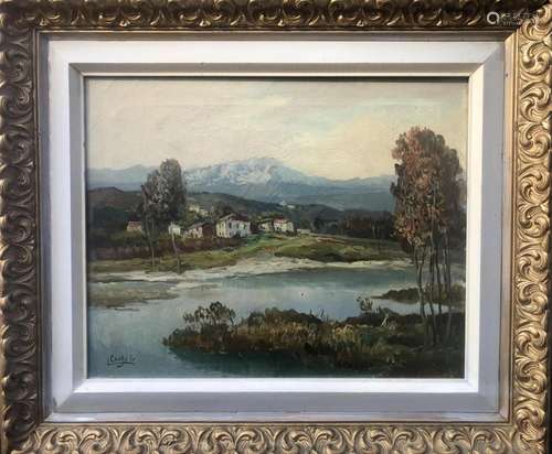 OIL ON CANVAS LANDSCAPE SIGNED BY LUIGI CERGOLI