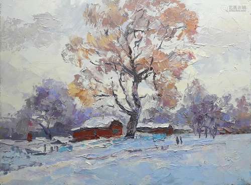 No Reserved Oil painting Winter street Serdyuk Boris