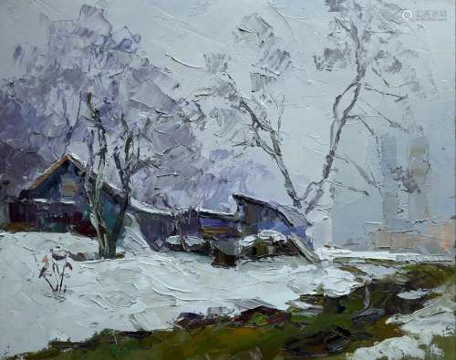 No Reserved Oil painting Winter evening Serdyuk Boris