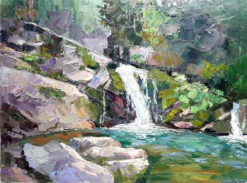 No Reserved Oil painting Waterfall Serdyuk Boris