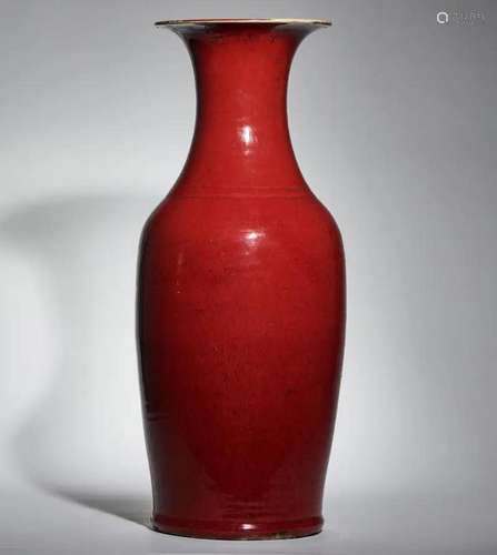 LARGE CHINESE PORCELAIN RED GLAZE VASE QING DYNASTY