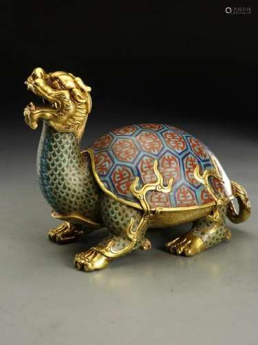 CHINESE CLOISONNE TURTLE TABLE ITEM