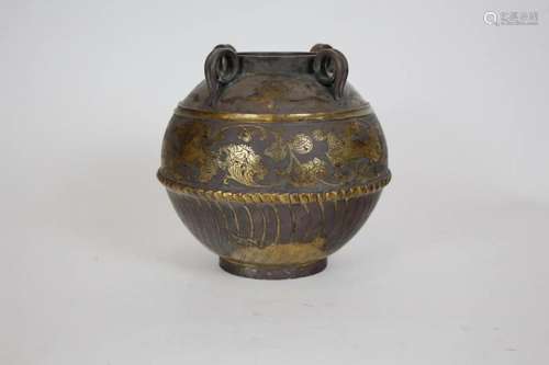 CHINESE GILT SILVER FLOWER WATER POT