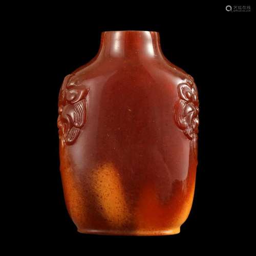 A RED GLASS SNUFF BOTTLE