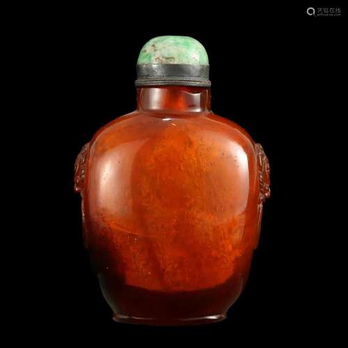 A RED GLASS SNUFF BOTTLE