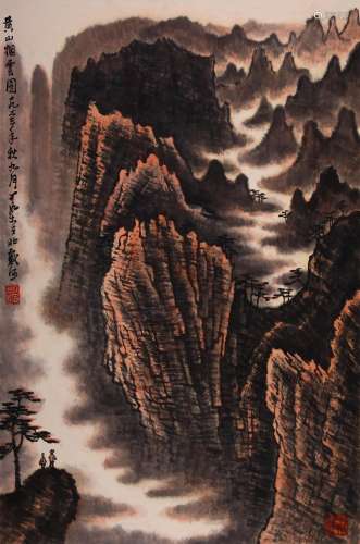 CHINESE SCROLL PAINTING OF MOUNTAIN VIEWS SIGNED BY LI