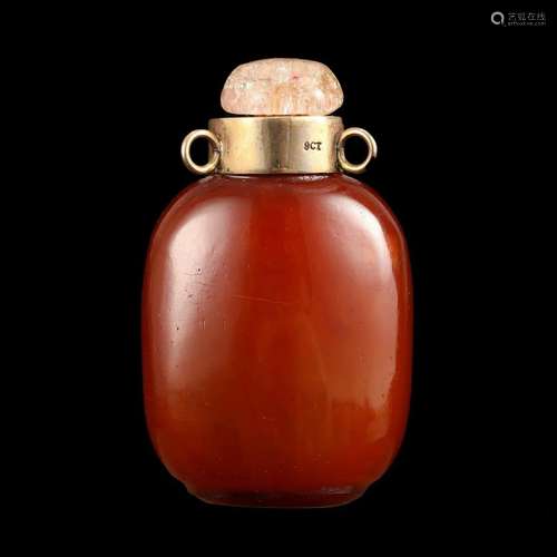 A RED GLASS SNUFF BOTTLE