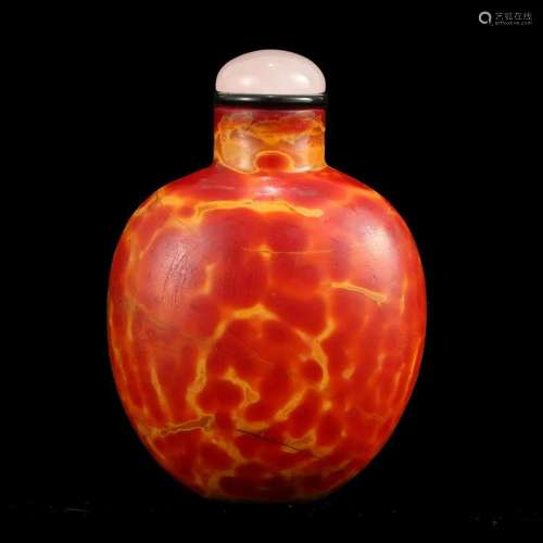 A RED GLASS SNUFF BOTTLE