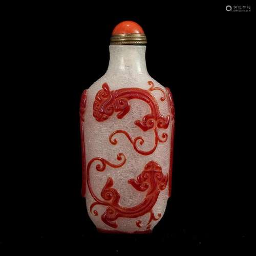 A RED GLASS SNUFF BOTTLE