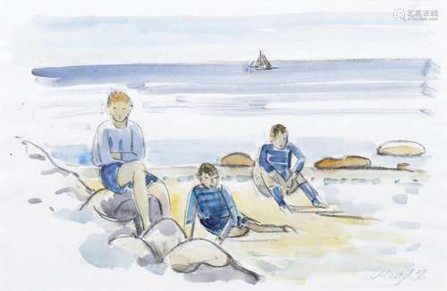 Emil Maetzel (Cuxhaven 1877 - Hamburg 1955). Three Boys on t...