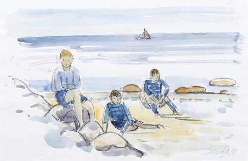 Emil Maetzel (Cuxhaven 1877 - Hamburg 1955). Three Boys on t...