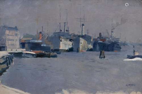 Erich Kips (Berlin 1869 - Berlin 1945). Hamburg Harbour.