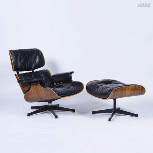 Charles & Ray Eames A Lounge Chair with Ottoman.