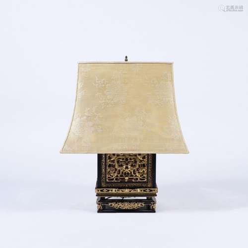 A Chinese Table Lamp with Carvings.