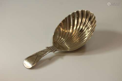 A George III Sterling Silver caddy Spoon. Birmingham 1786. M...