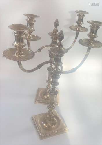 A Pair of Sterling Silver Two branch Candelabra. London 1970...